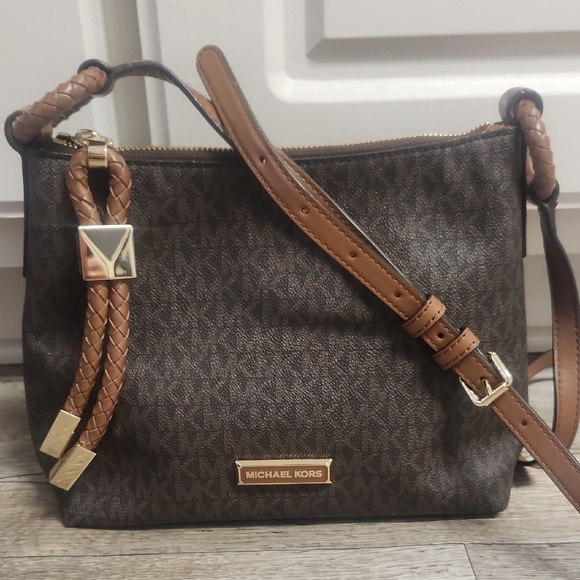 Michael Kors Handbags - Michael Kors Dark Brown and Tan Crossbody Bag